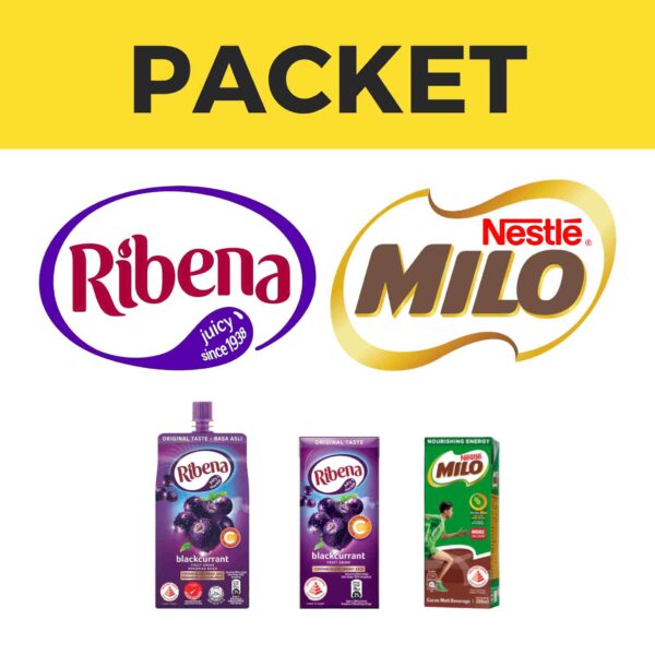 Packet Ribena, Milo