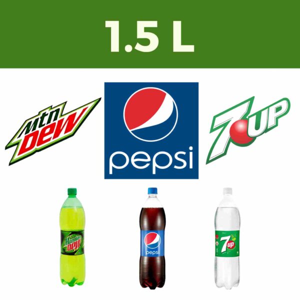 1.5L Mountain Dew, Pepsi, 7-Up