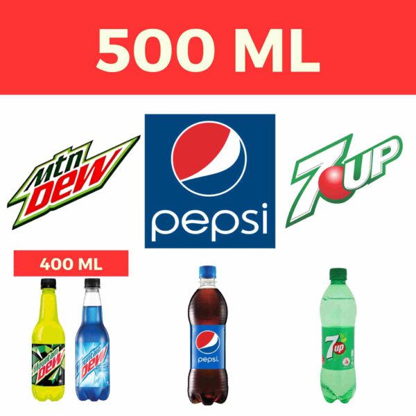 500ml Mountain Dew, Pepsi, 7-Up